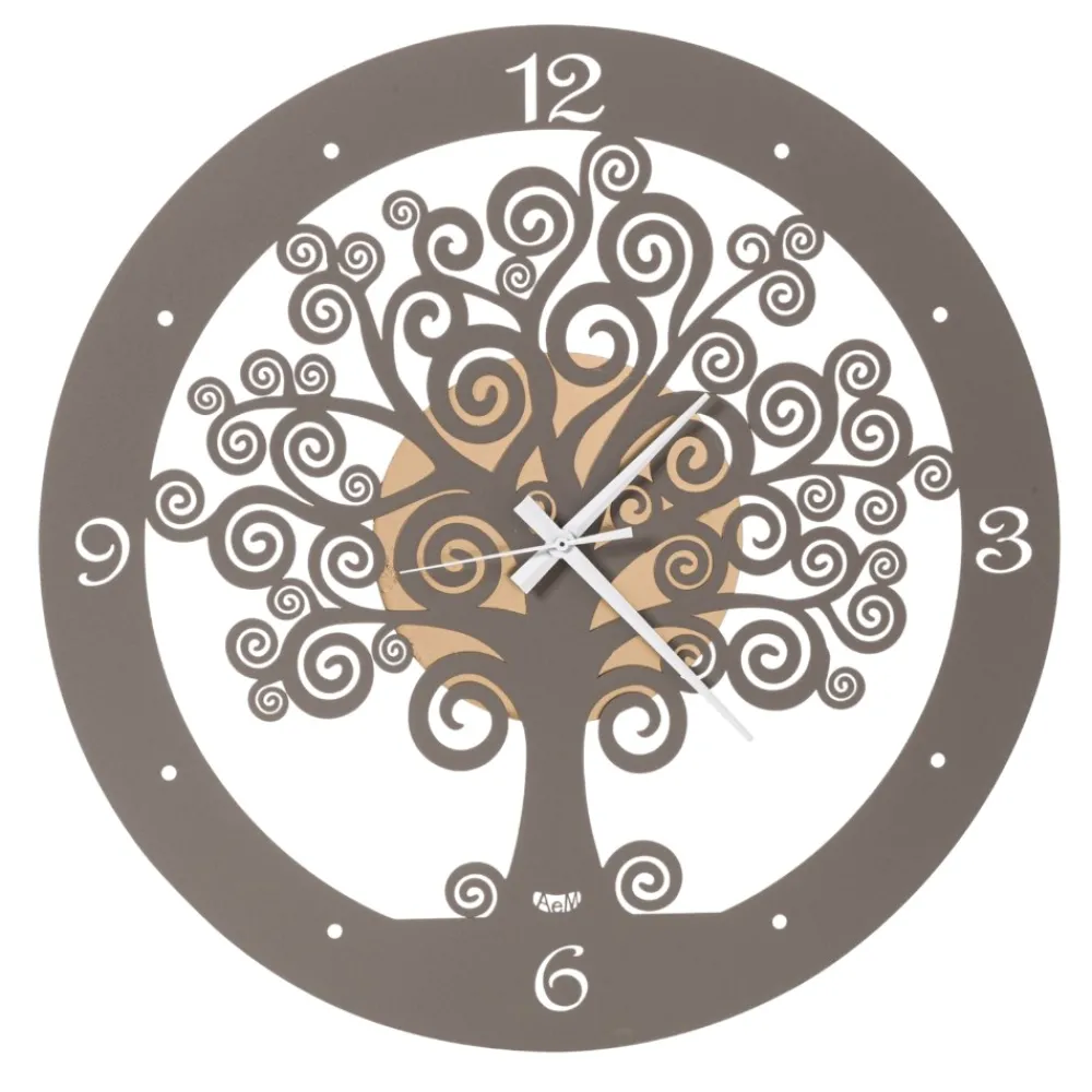 Orologi Da Parete Moderni-Selezionato da Mazzolaluce Orologio da parete moderno metallo oro tortora albero della vita