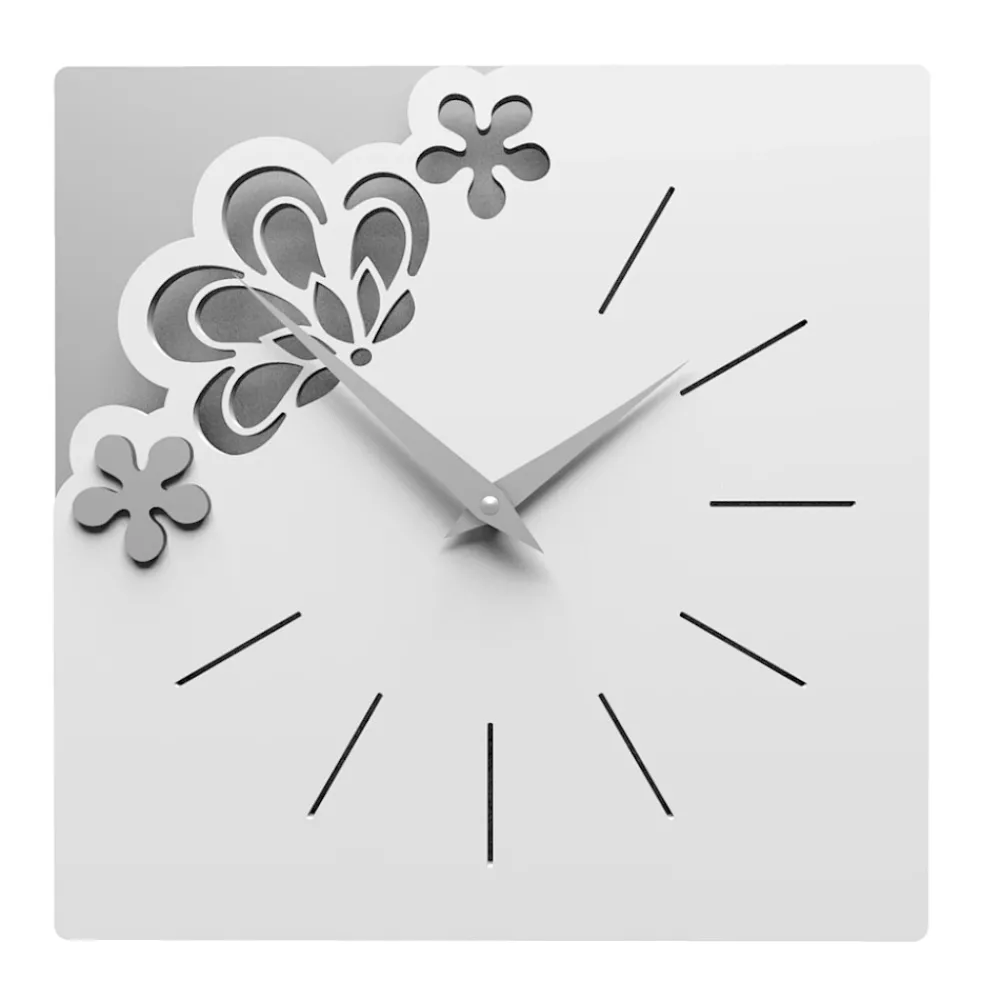 Orologi Da Parete Moderni-Selezionato da Mazzolaluce Orologio da parete moderno quadrato legno bianco grigio