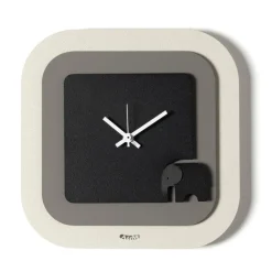 Orologi Da Parete Moderni-Selezionato da Mazzolaluce Orologio da parete moderno quadrato nero e fango con elefante