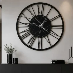 Orologi Da Parete Moderni-Selezionato da Mazzolaluce Orologio da parete moderno rotondo nero effetto marmo 90cm
