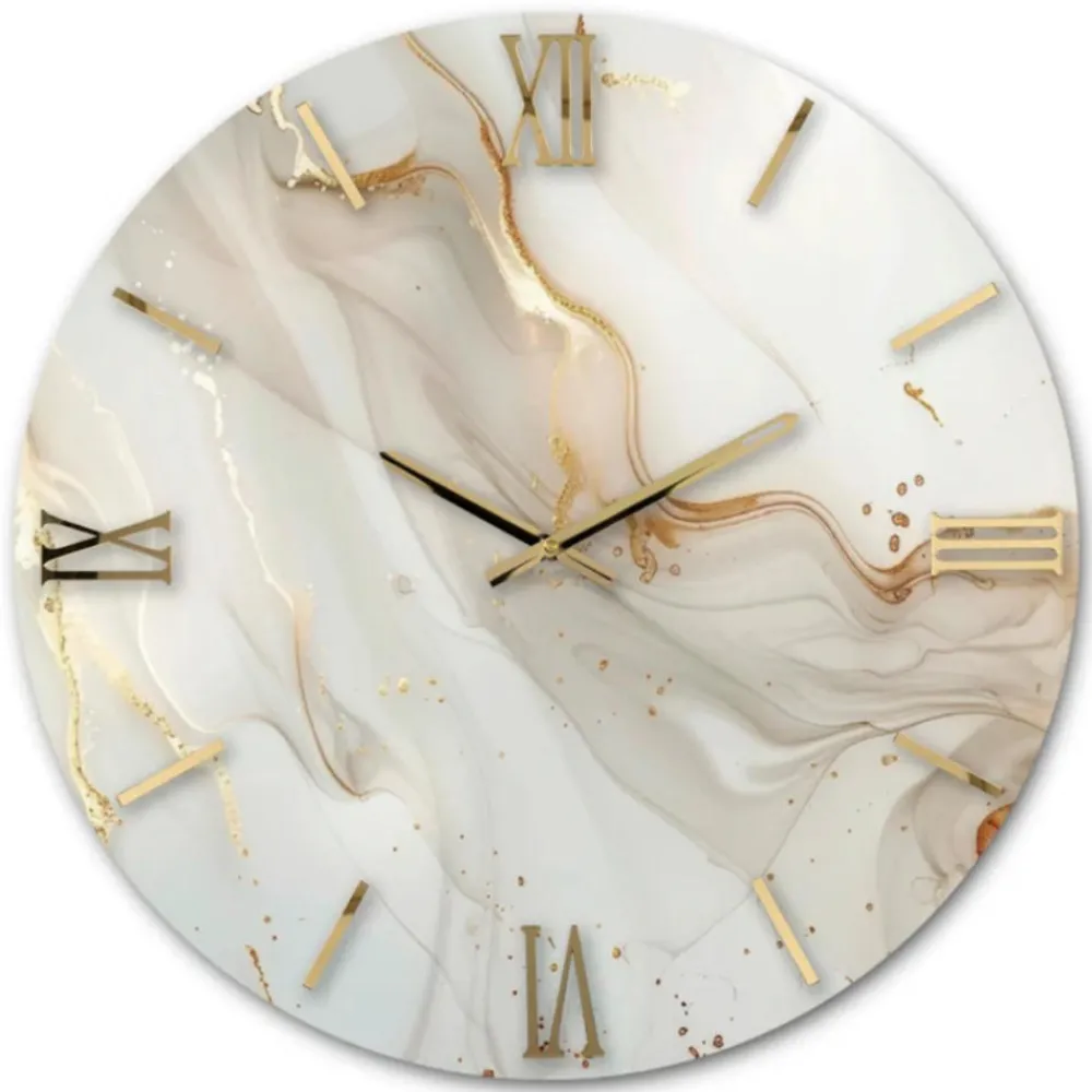 Orologi Da Parete Moderni-Selezionato da Mazzolaluce Orologio da parete moderno rotondo dettagli foglia oro 60cm