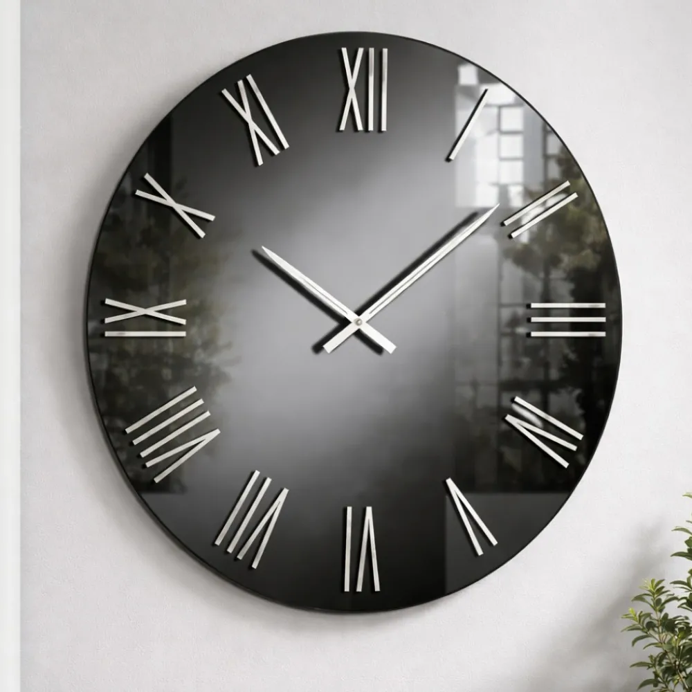Orologi Da Parete Moderni-Selezionato da Mazzolaluce Orologio da parete moderno rotondo specchio fume' 60cm