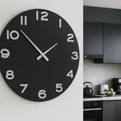 Orologi Da Parete Moderni-Selezionato da Mazzolaluce Orologio da parete moderno rotondo legno colore nero
