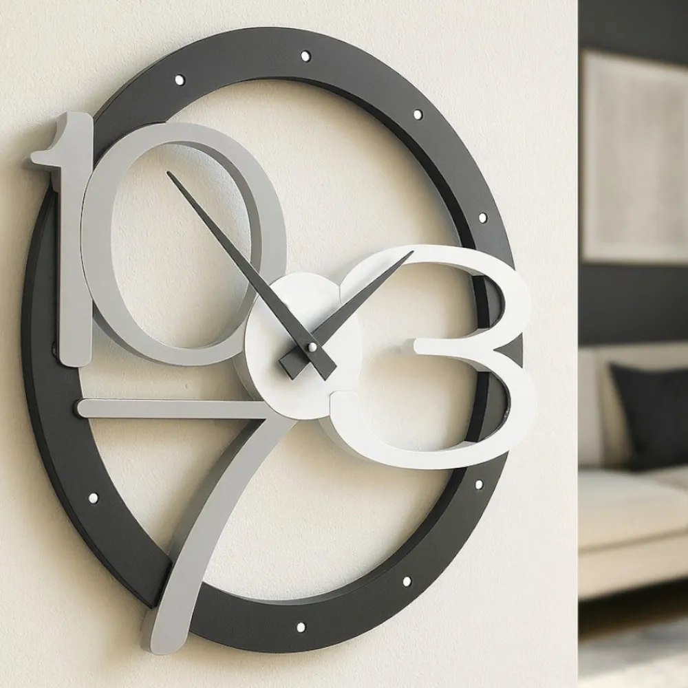 Orologi Da Parete Moderni-Selezionato da Mazzolaluce Orologio da parete moderno rotondo nero grigio design originale