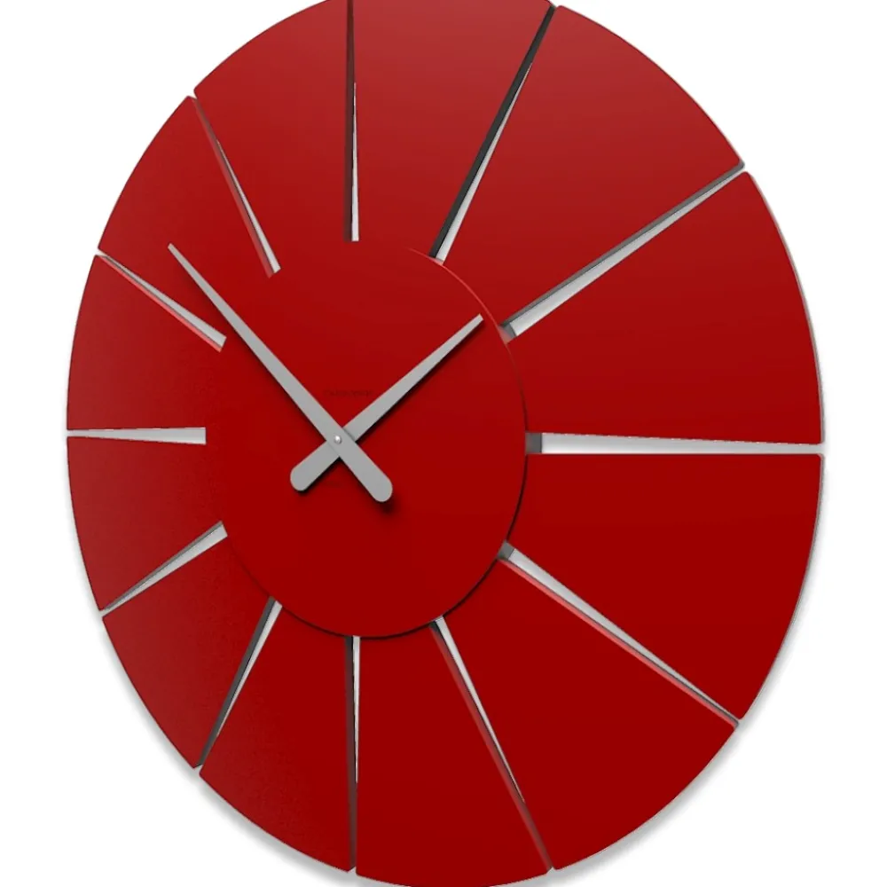 Orologi Da Parete Moderni-Selezionato da Mazzolaluce Orologio da parete moderno rotondo rosso rubino in legno
