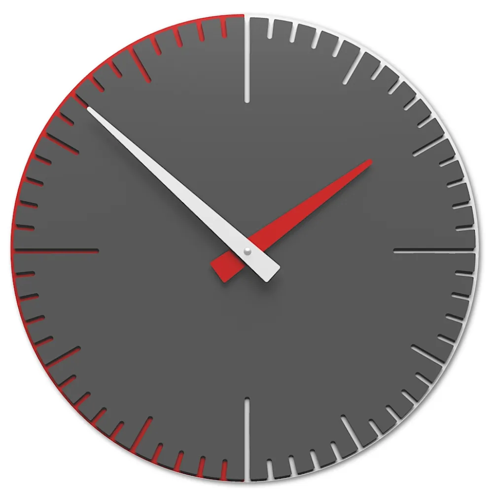 Orologi Da Parete Moderni-Selezionato da Mazzolaluce Orologio da parete moderno rosso fuoco grigio bianco in legno