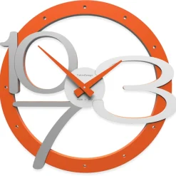 Orologi Da Parete Moderni-Selezionato da Mazzolaluce Orologio da parete moderno scarlett legno colore arancione-grigio
