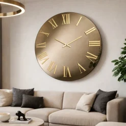 Orologi Da Parete Moderni-Selezionato da Mazzolaluce Orologio da parete moderno specchio bronzo numeri romani oro