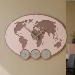 Orologi Da Parete Moderni-Selezionato da Mazzolaluce Orologio da parete mondo legno colore rosa conchiglia