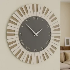 Orologi Da Parete Moderni-Selezionato da Mazzolaluce Orologio da parete musicale legno colore grigio quarzo tortora