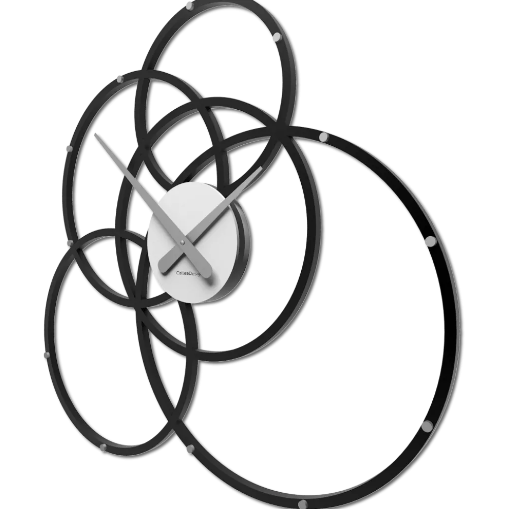 Orologi Da Parete Moderni-Selezionato da Mazzolaluce Orologio da parete nero e grigio moderno cerchi in legno