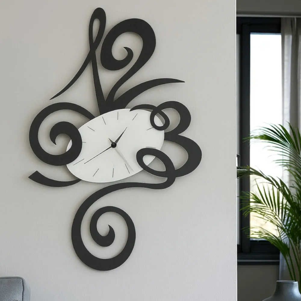 Orologi Da Parete Moderni-Selezionato da Mazzolaluce Orologio da parete nero moderno design ovale