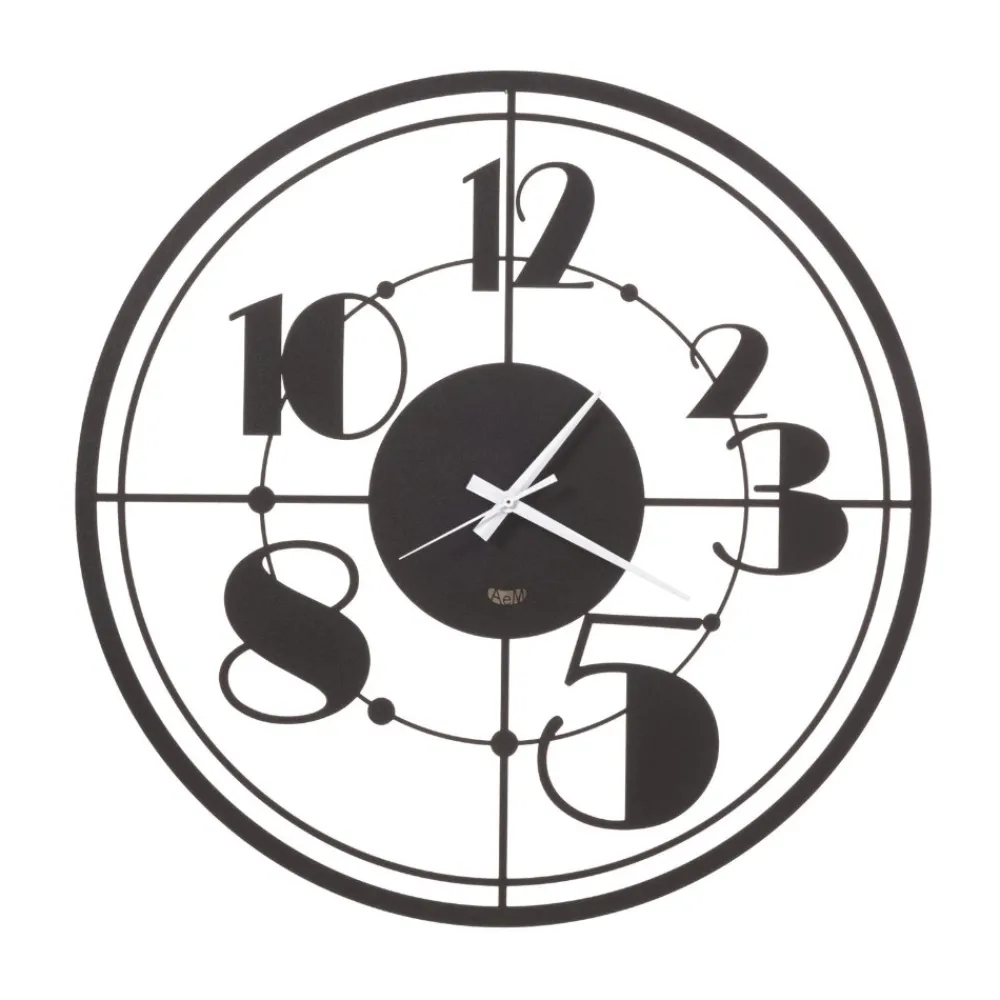 Orologi Da Parete Moderni-Selezionato da Mazzolaluce Orologio da parete nero tondo design 50cm tondo