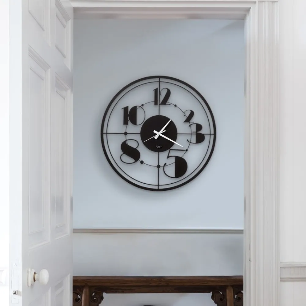 Orologi Da Parete Moderni-Selezionato da Mazzolaluce Orologio da parete nero tondo design 50cm tondo
