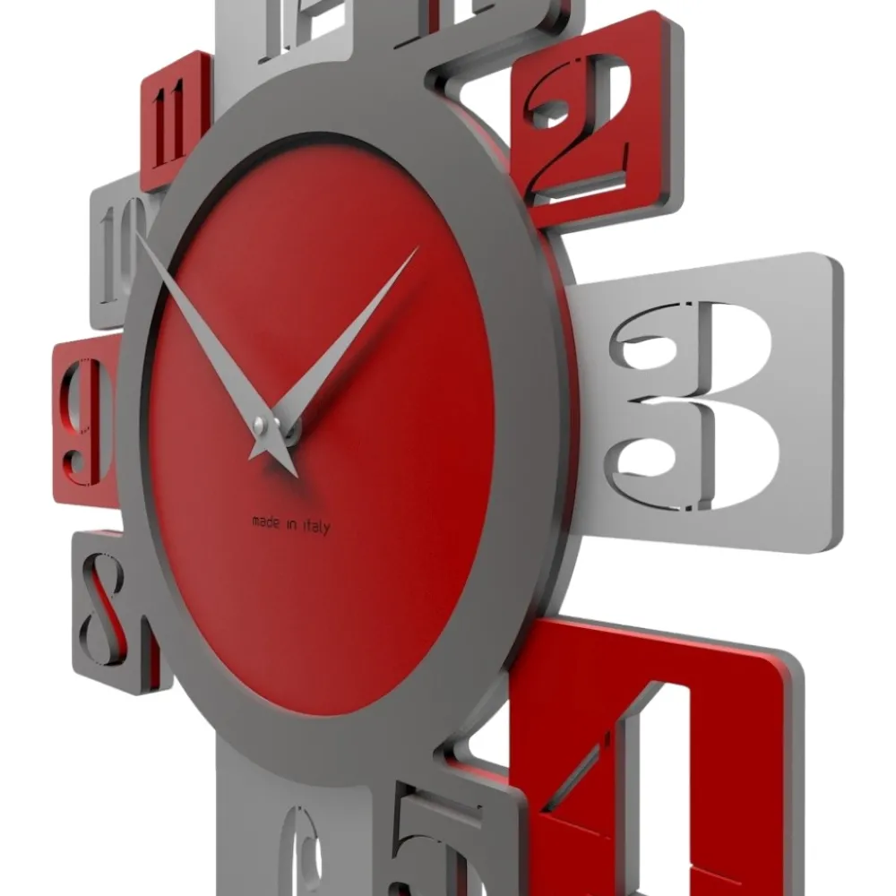 Orologi Da Parete Moderni-Selezionato da Mazzolaluce Orologio da parete numeri moderni design rosso grigio