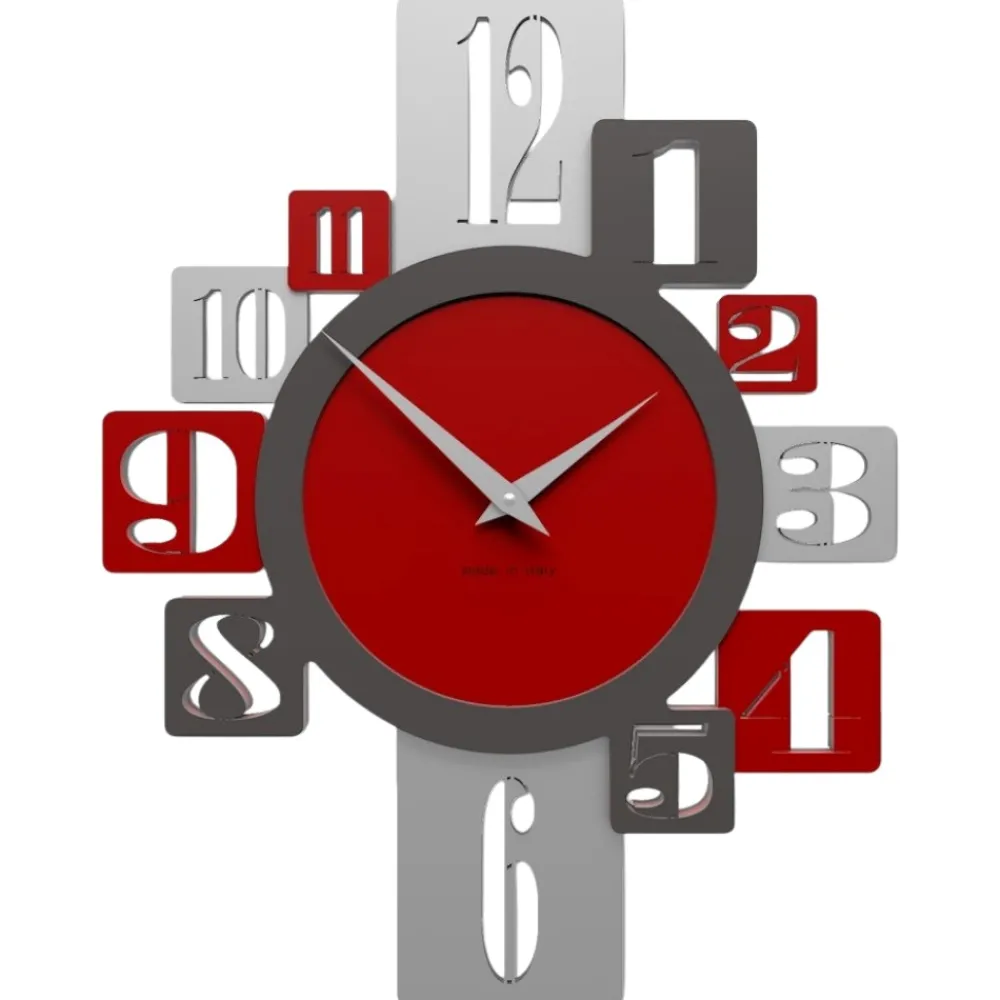 Orologi Da Parete Moderni-Selezionato da Mazzolaluce Orologio da parete numeri moderni design rosso grigio
