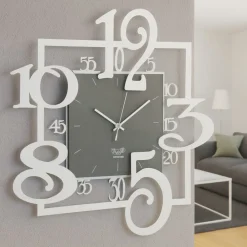 Orologi Da Parete Moderni-Selezionato da Mazzolaluce Orologio da parete numeri moderni quadrato bianco