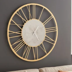 Orologi Da Parete Moderni-Selezionato da Mazzolaluce Orologio da parete oro rotondo numeri romani effetto marmo