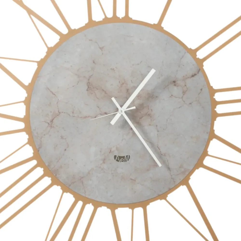Orologi Da Parete Moderni-Selezionato da Mazzolaluce Orologio da parete oro rotondo numeri romani effetto marmo