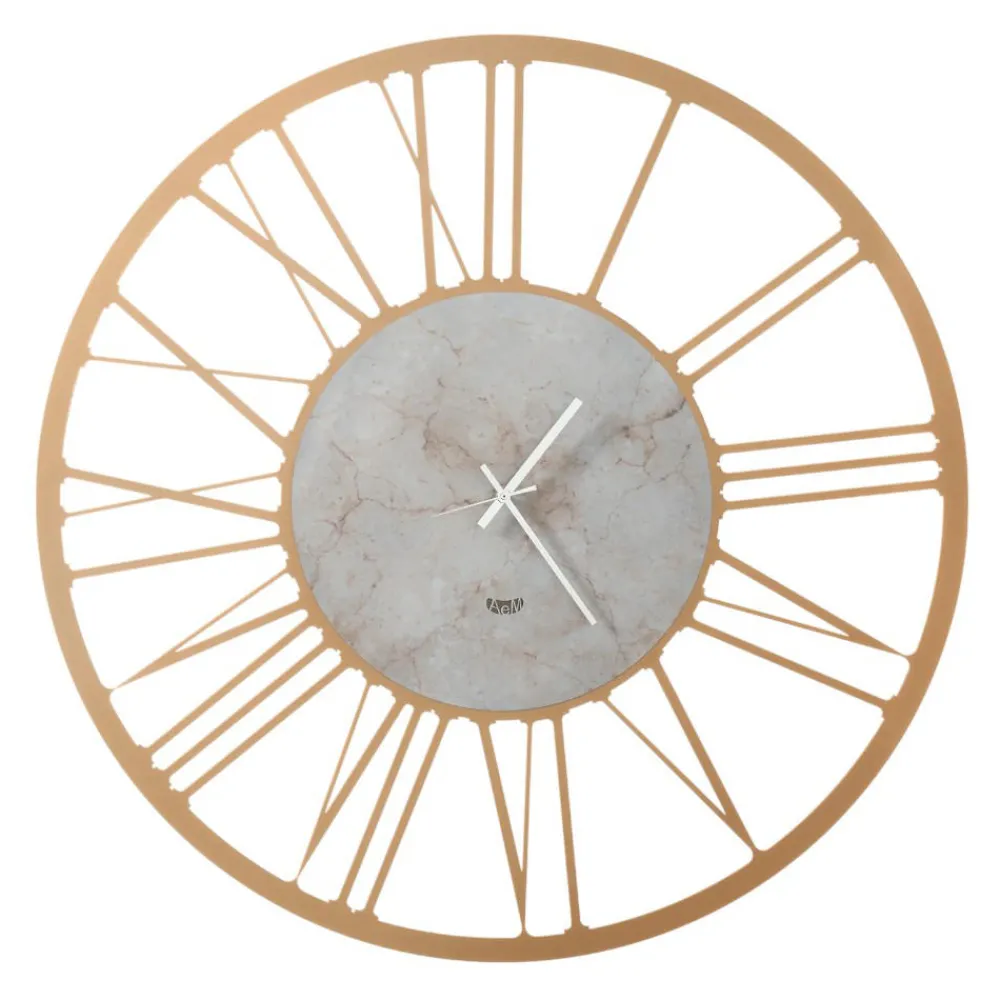 Orologi Da Parete Moderni-Selezionato da Mazzolaluce Orologio da parete oro rotondo numeri romani effetto marmo