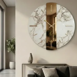 Orologi Da Parete Moderni-Selezionato da Mazzolaluce Orologio da parete particolare grande 80cm kerlite specchio bronzo