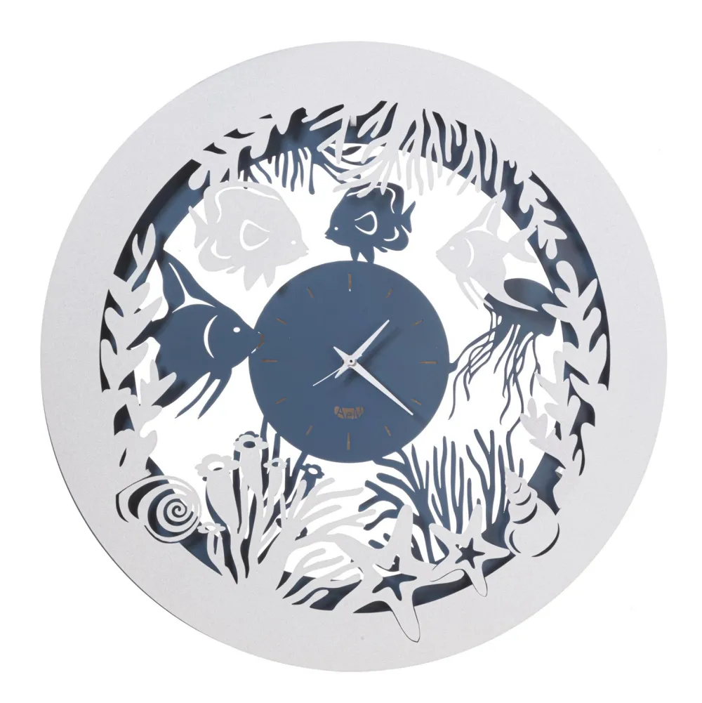 Orologi Da Parete Moderni-Selezionato da Mazzolaluce Orologio da parete per cameretta azzurro bianco rotondo 50cm