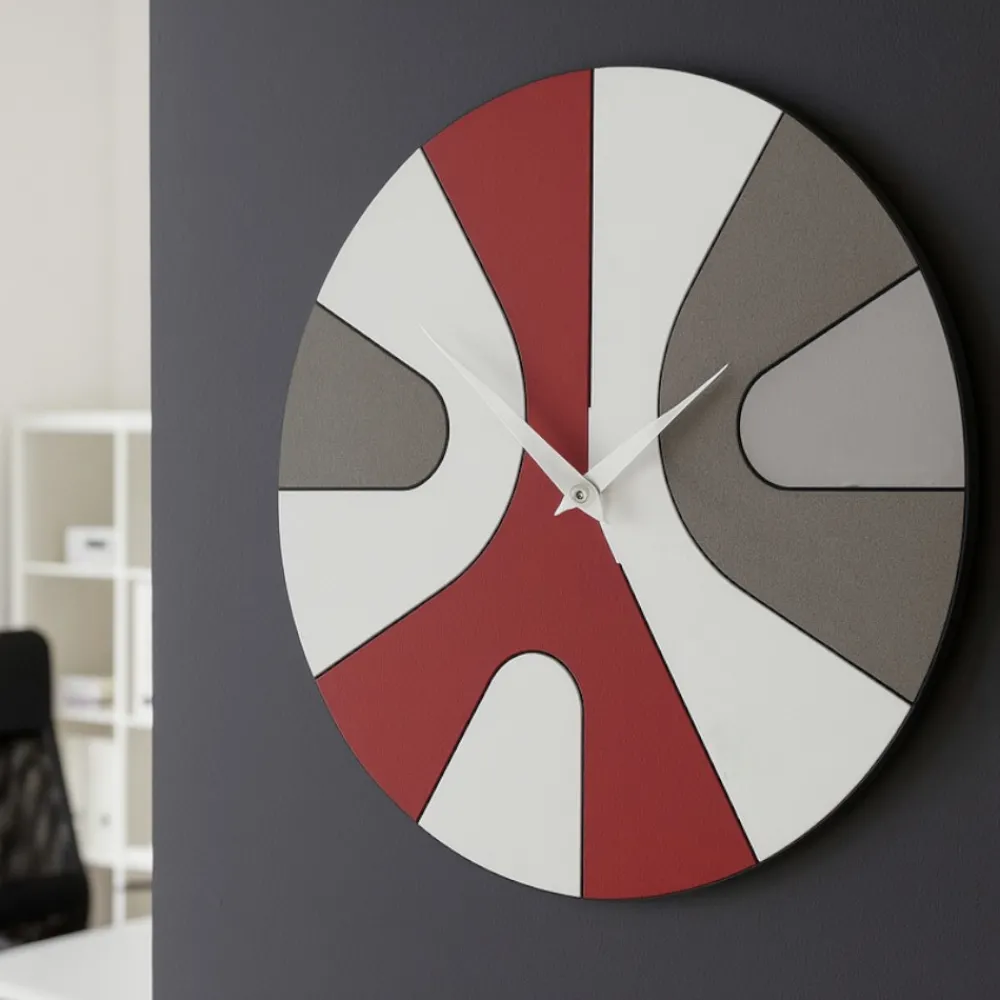 Orologi Da Parete Moderni-Selezionato da Mazzolaluce Orologio da parete per cucina rotondo rosso in legno 34cm