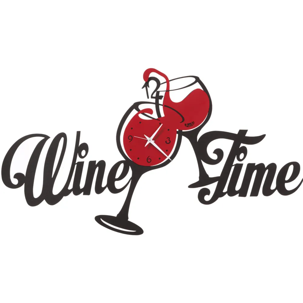 Orologi Da Parete Moderni-Selezionato da Mazzolaluce Orologio da parete per cucina moderna wine time nero rosso