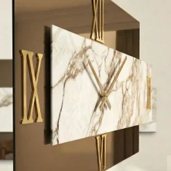 Orologi Da Parete Moderni-Selezionato da Mazzolaluce Orologio da parete per salone 90x50 design specchio bronzo resina marmo