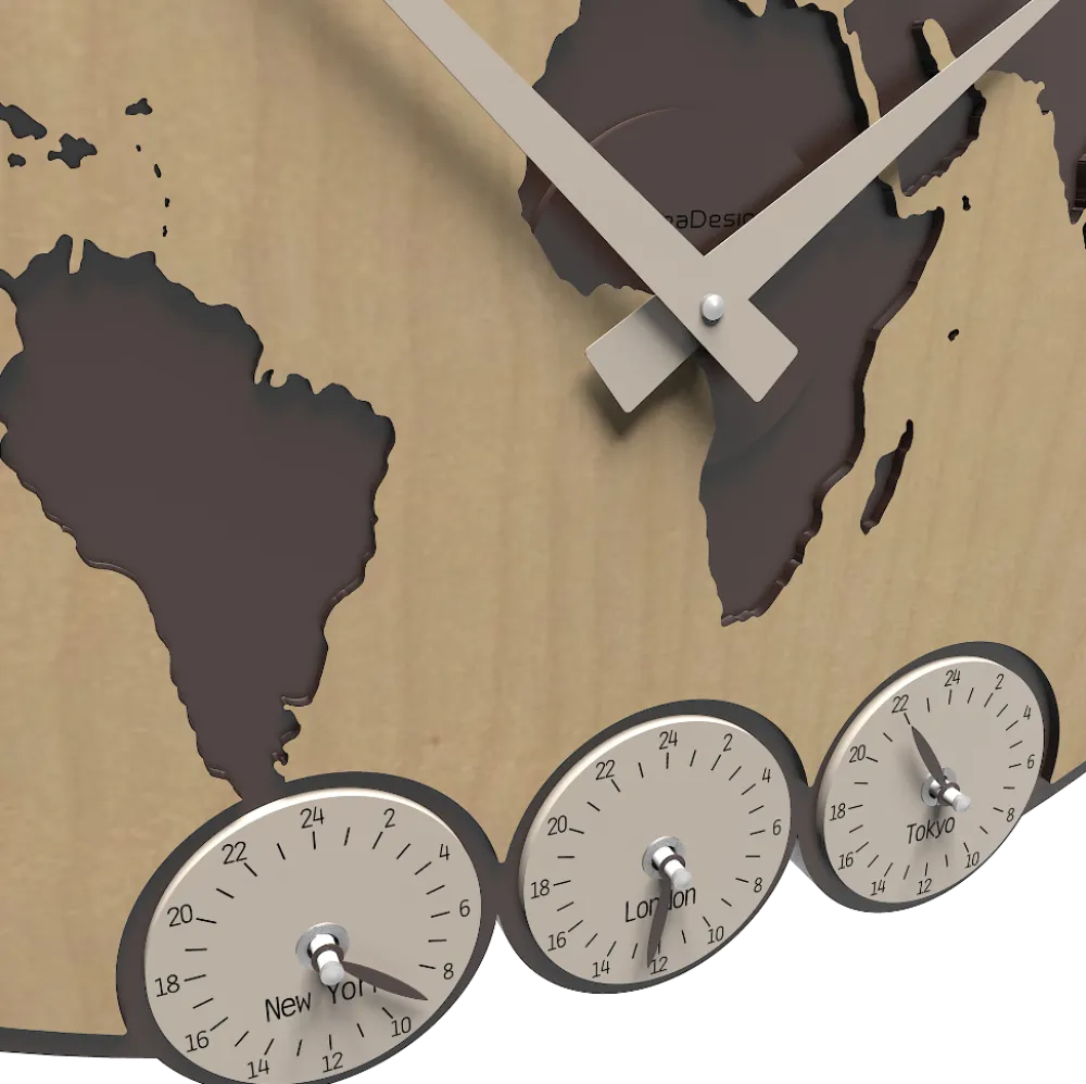 Orologi Da Parete Moderni-Selezionato da Mazzolaluce Orologio da parete planisfero mondo legno noce