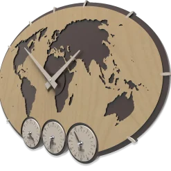 Orologi Da Parete Moderni-Selezionato da Mazzolaluce Orologio da parete planisfero mondo legno noce