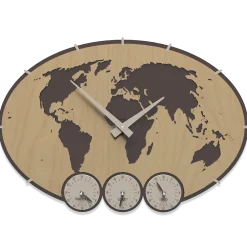Orologi Da Parete Moderni-Selezionato da Mazzolaluce Orologio da parete planisfero mondo legno noce