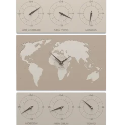 Orologi Da Parete Moderni-Selezionato da Mazzolaluce Orologio da parete planisfero cartina geofrafica mondo legno caffelatte