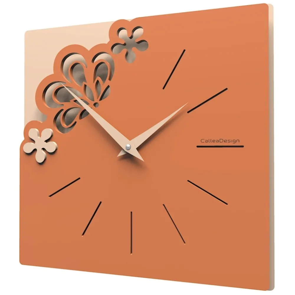 Orologi Da Parete Moderni-Selezionato da Mazzolaluce Orologio da parete quadrato moderno colore arancione terracotta