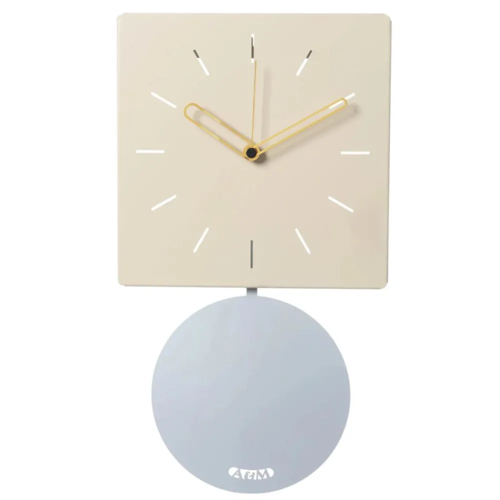 Orologi Da Parete Moderni-Selezionato da Mazzolaluce Orologio da parete quadrato moderno color crema con pendolo