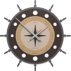 Orologi Da Parete Moderni-Selezionato da Mazzolaluce Orologio da parete rosa dei venti legno marrone