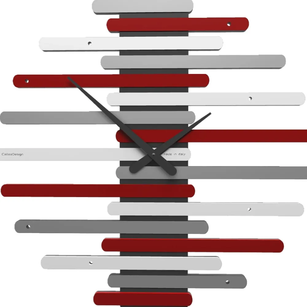 Orologi Da Parete Moderni-Selezionato da Mazzolaluce Orologio da parete rosso rubino grigio bianco in legno moderno