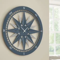 Orologi Da Parete Moderni-Selezionato da Mazzolaluce Orologio da parete rotondo bianco e azzurro nautilus