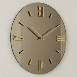 Orologi Da Parete Moderni-Selezionato da Mazzolaluce Orologio da parete rotondo 40cm specchio effetto bronzo numeri foglia oro