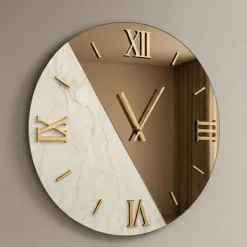 Orologi Da Parete Moderni-Selezionato da Mazzolaluce Orologio da parete rotondo 60cm marmo laminato specchio bronzo