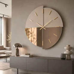 Orologi Da Parete Moderni-Selezionato da Mazzolaluce Orologio da parete rotondo 60 cm design moderno vetri specchio bronzo e satinato