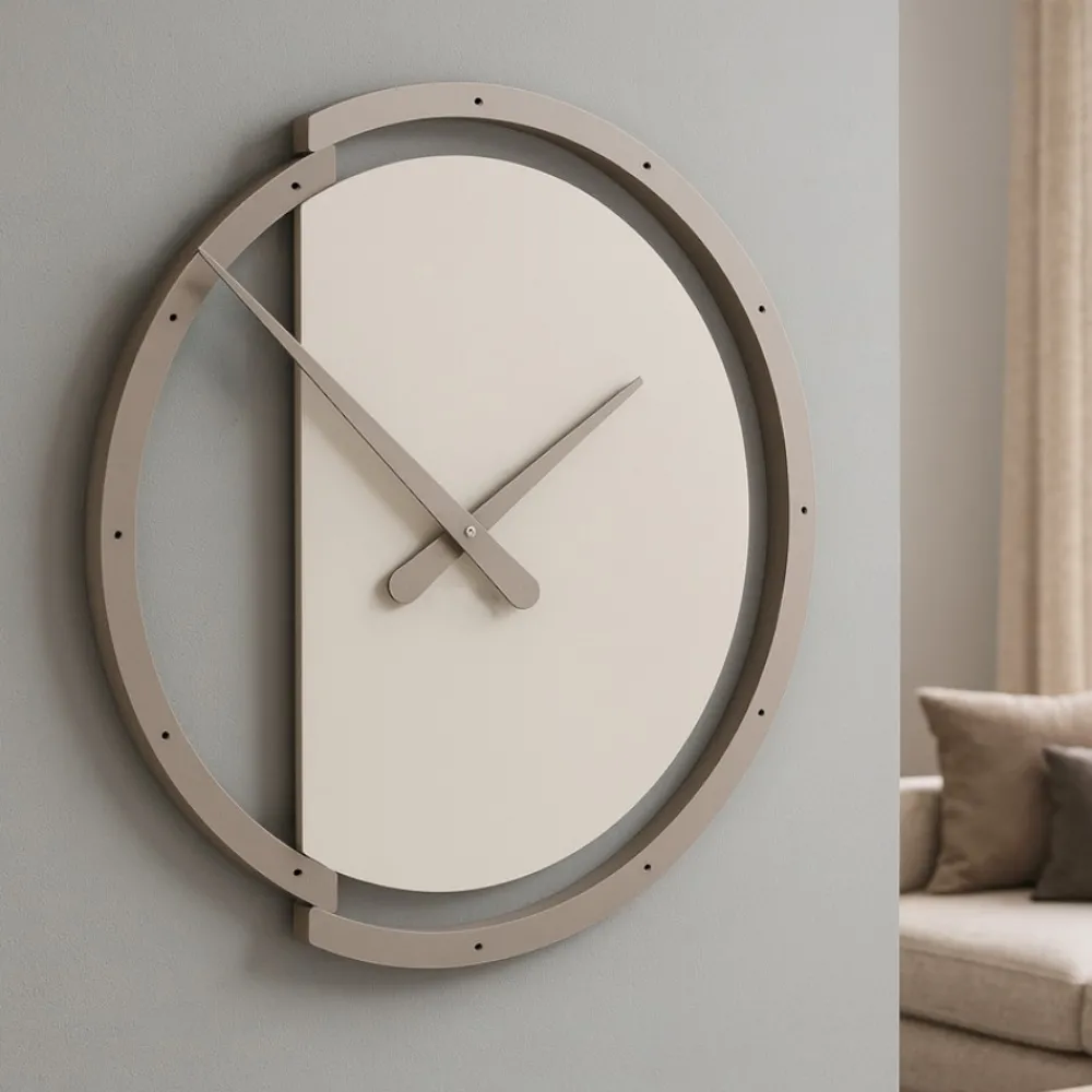 Orologi Da Parete Moderni-Selezionato da Mazzolaluce Orologio da parete rotondo design moderno tortora e caffelatte