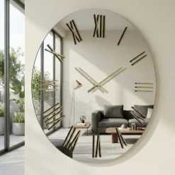 Orologi Da Parete Moderni-Selezionato da Mazzolaluce Orologio da parete rotondo effetto spechio numeri oro