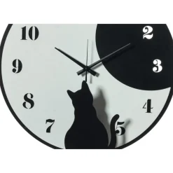 Orologi Da Parete Moderni-Selezionato da Mazzolaluce Orologio da parete rotondo gatto metallo nero