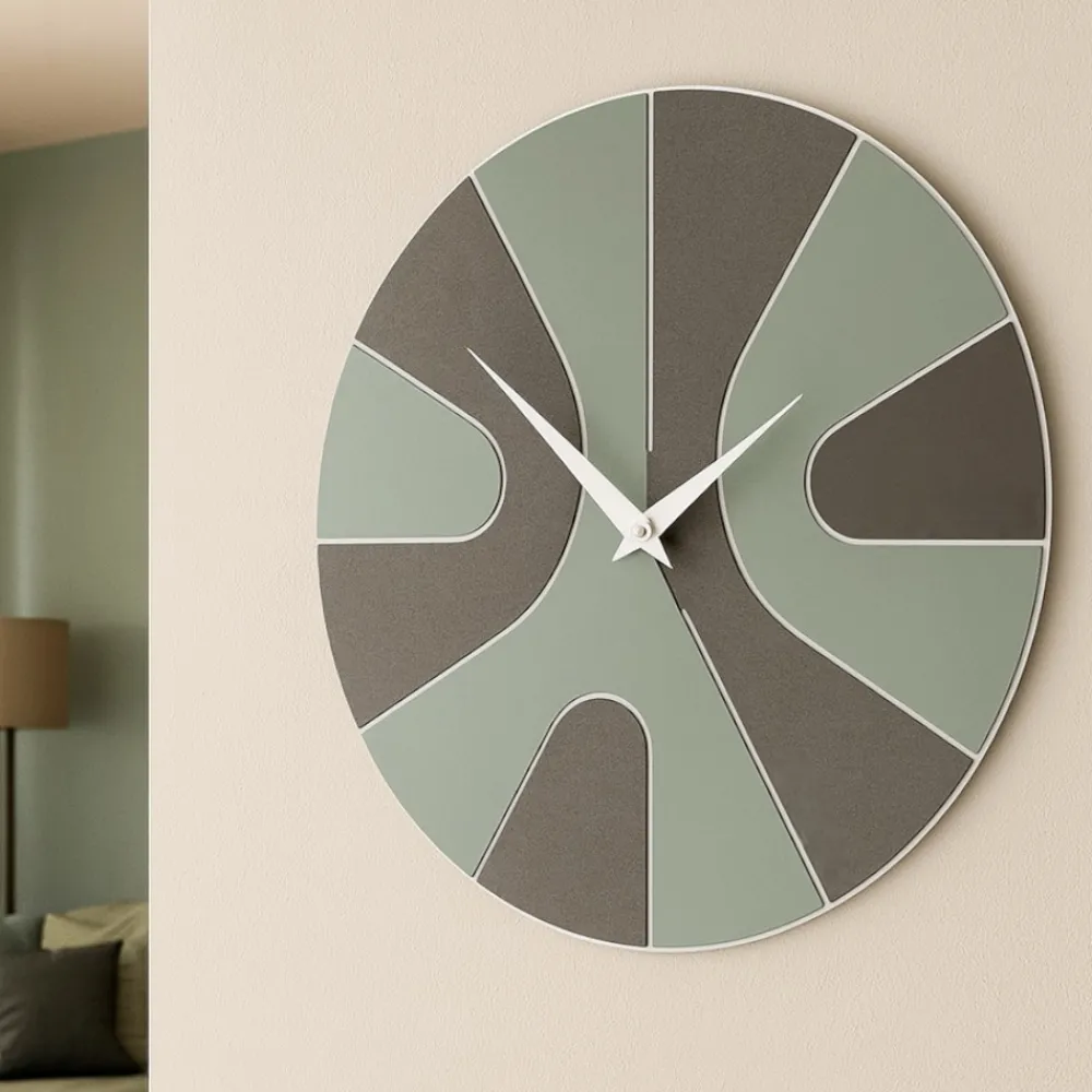 Orologi Da Parete Moderni-Selezionato da Mazzolaluce Orologio da parete rotondo in legno verde moderno rotondo