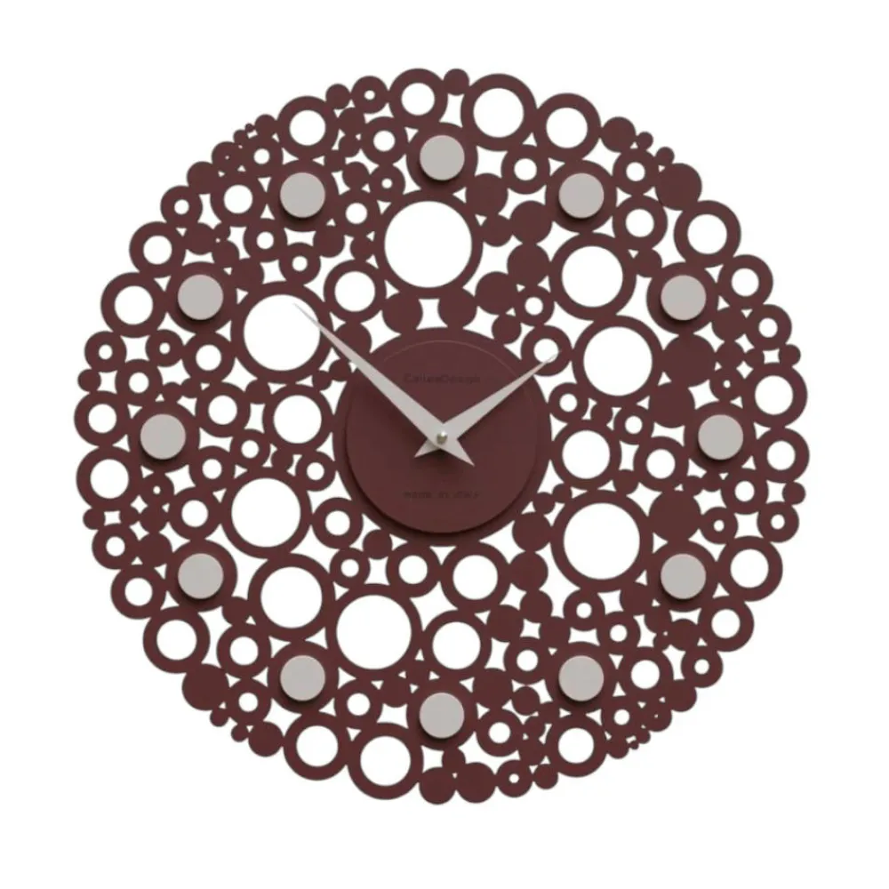Orologi Da Parete Moderni-Selezionato da Mazzolaluce Orologio da parete rotondo legno rosso traforato