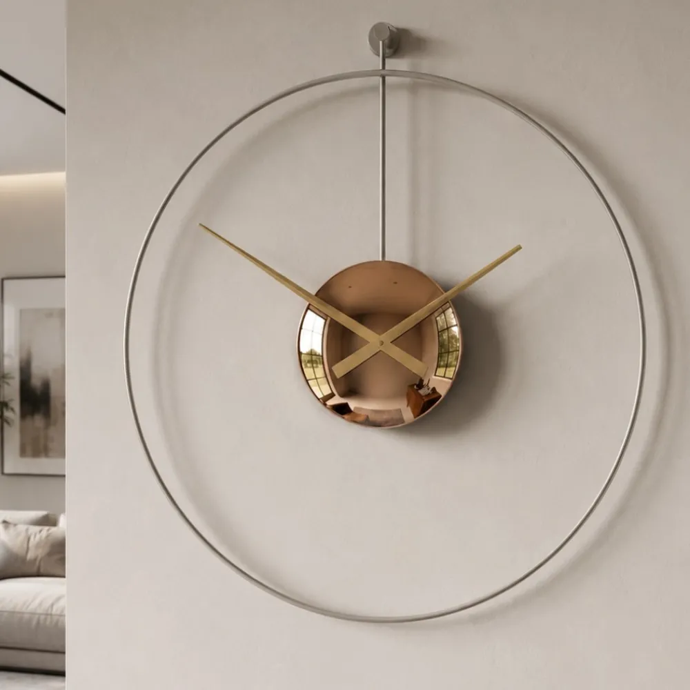 Orologi Da Parete Moderni-Selezionato da Mazzolaluce Orologio da parete rotondo moderno effetto specchio bronzo 80cm
