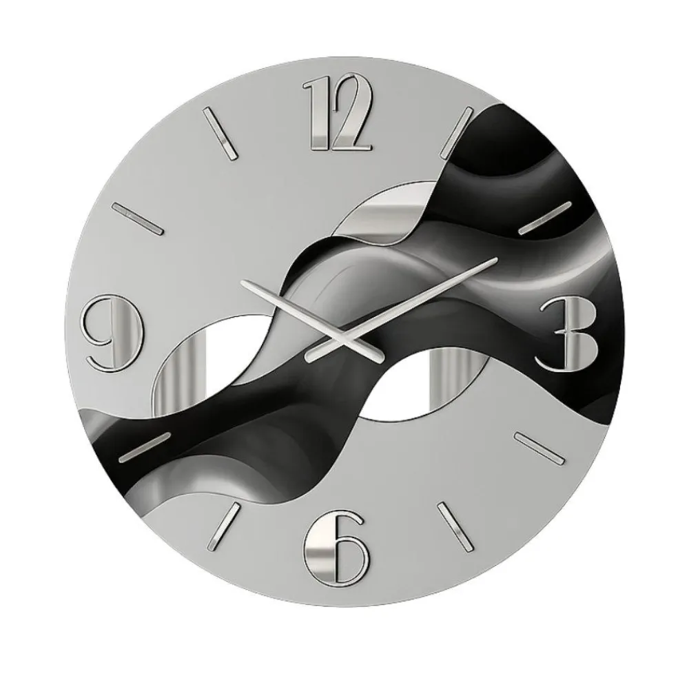 Orologi Da Parete Moderni-Selezionato da Mazzolaluce Orologio da parete rotondo moderno resina effetto marmorizzato foglia argento