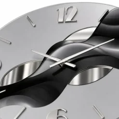 Orologi Da Parete Moderni-Selezionato da Mazzolaluce Orologio da parete rotondo moderno resina effetto marmorizzato foglia argento