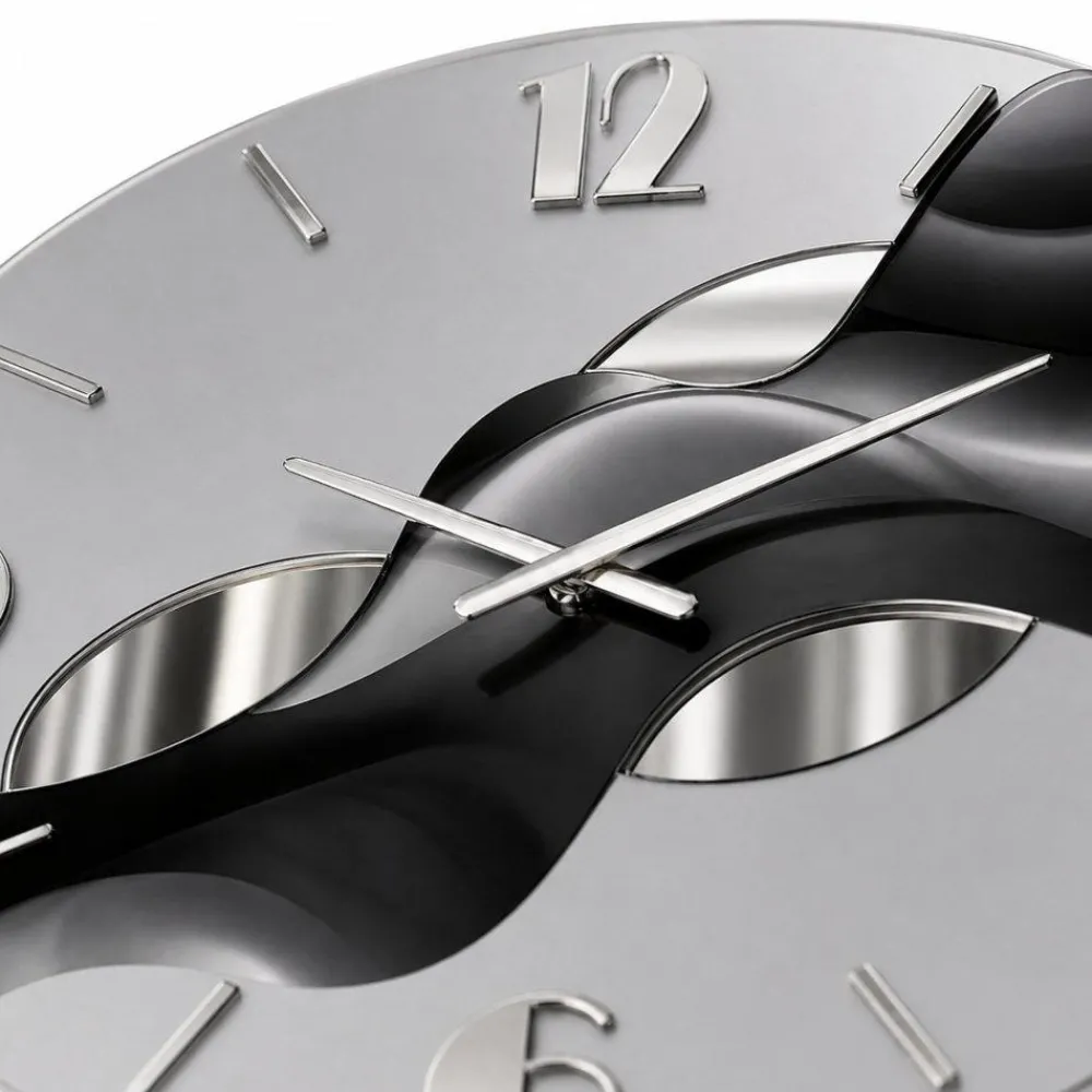 Orologi Da Parete Moderni-Selezionato da Mazzolaluce Orologio da parete rotondo moderno resina effetto marmorizzato foglia argento
